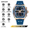 Reloj Estudiante Sanda Deportes al Aire Libre Repetición Doble Pantalla Forma de Barril para Estudiantes de Secundaria y Preparatoria Reloj Electrónico Multifuncional