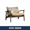 Cadeira Sofá de Madeira Maciça para Exterior com Trançado de Corda no Estilo Wabi-Sabi, Cadeira Única de Rattan, Impermeável para Varanda Jardim Pousada Pátio Móveis de Teca
