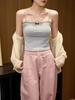 # Tencel Você Pode Usar Bom Material Qualidade Verdadeira# Camisola de Renda Feminina Verão Laço Spice Girl Top Curto