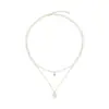 Collar de Corazón Doble Capa de Perlas para Mujer, Lujo Accesible Diseño de Alta Gama, Cadena Exquisita para Clavícula Apilable de Nicho Ins