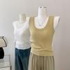 Chaleco de Punto Fino con Cuello en U de Seda de Hielo para Mujer, Nuevo Estilo Verano 2026, Top sin Mangas que Cubre los Lados del Pecho, Camiseta sin Mangas Exterior