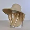 Nuevo Sombrero de Pescador de Ala Ancha Anti-UV de Verano para Mujer con Chal, Lujo Ligero, Versátil, Hace que la Cara Parezca Más Pequeña, Se Puede Atar en una Cola de Caballo
