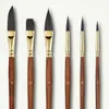 Set de pinceles de mango de madera marrón de 6 piezas para pintura artística, acuarela, gouache, acrílico y lápiz, combinación múltiple, entrega directa