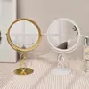 Luxo leve, espelho de maquiagem de mesa moderno, espelho de penteadeira de pernas altas, espelho redondo de alta definição, espelho de beleza, espelho pequeno para quartos de dormitório