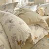 Conjunto de Quatro Peças para Cama em Algodão Puro Estilo Pastoral Quatro Estações Lençóis de Algodão Espessos e Capas de Edredom Dormitório Conjunto de Lençóis de Três Peças com Elástico Conjunto de Cama