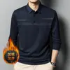 Camisetas de Veludo de Manga Longa para Homens de Meia-Idade e Idosos para Outono e Inverno Novas Roupas para Pais Camisas Polo Casuais Espessadas Quentes para Homens