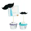 Decoración de Pastel Horneado Barba Atractiva Corbata Hombrecito Tarjeta Enchufe Fiesta de Cumpleaños Mesa de Postres Artículos para Vestir