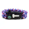 Equipo para exteriores EMAK pulsera trenzada de cuerda de paracaídas de siete núcleos pedernal hoja brújula pulsera multifuncional