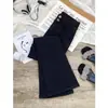 Calça Jeans Cinza Cimento Fraca Feminina Nova Primavera 2025 Cintura Alta Slim-fit Slim-fit Elástica Boca de Sino para Homens Baixos