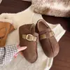 Zapatos de mujer sin cordones, con suela gruesa y forro de felpa, con plantillas ocultas para aumentar la altura, nuevo estilo invierno 2026, zapatos retro gruesos versátiles