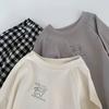 Camiseta Infantil Mabao 2026 Otoño Nuevo Estilo Coreano Unisex Color Sólido Cuello Redondo Camiseta Básica Bebé Moda Primavera Tendencia