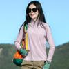 Ropa de Secado Rápido para Exteriores para Mujer, Top Transpirable Absorbente de Sudor, Protección Solar de Verano, Senderismo, Montañismo, Deportes, Camiseta de Manga Larga de Secado Rápido con Cuello Alto
