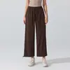 Pantalones Casuales de Yoga de Nuevo Estilo de Primavera, Talla Grande, Holgados, de Nueve Puntos, para Entrenamiento, de Cintura Alta, Pierna Ancha, Transpirables, Pantalones Deportivos