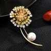 Diente de león de circón incrustado de diamantes Traje de girasol de cristal Cardigan Broche de corsage Temperamento de lujo de alta gama Regalo para mujeres