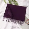 Bufanda Imitación Cachemir Personalizable con Logo para Hombres y Mujeres, Estilo Coreano Otoño e Invierno, Bufanda Cálida y Versátil de Color Sólido, Elegante Chal con Borlas
