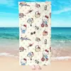 Toalha de Praia de Microfibra com Estampa Digital de Desenho Animado Hellokitty Fofa Toalha de Banho Absorvente para Natação Infantil