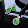 Collar de cadena de suéter de plata 925 incrustado con huevo de calcedonia de diamante completo de hielo alto cadena para clavícula de temperamento simple de lujo Colgante de Jade