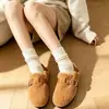 Nuevos Zapatos Peludos de Punta Redonda para Mujer Otoño/Invierno 2026, Estilo Coreano con Hebilla, Forrados de Lana, Mocasines Planos Casuales de Lana