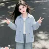 Conjunto de Verano para Niñas: Conjunto de Dos Piezas de Camisa a Rayas y Pantalones de Pierna Ancha, Estilo Coreano Holgado Casual Moderno para Otoño para Niños Mayores