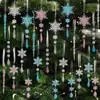 Bestseller de Amazon 18 Piezas Colgante Transparente de Barra de Hielo Navidad Acrílico Transparente Colgante de Tira de Hielo Copo de Nieve Navideño