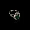 Pulsera y Anillo Geométrico Ovalado de Zirconia Transfronterizos para Mujer, Lujo Ligero, Anillo de Aguamarina de Gama Alta, Pulsera Diaria para Viajes