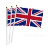 Bandera de Mano Inglaterra Transfronteriza 14x21cm Bandera Británica Bandera de Poliéster con Palo para Decoración del Mundial