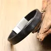 Pulsera de cuero de vaca con hebilla punk de acero inoxidable europea y americana, joyería para hombre, correa de muñeca de cuero brillante para hombre