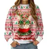 Popular Sudadera Cruzada Europea y Americana Otoño e Invierno Nueva Sudadera Pulóver con Cuello Redondo de Moda Estampado 3D para Mujer Navidad Calle
