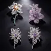 Broche Flor de Strass para Indústria Pesada Pinos de Zircônia de Alta Qualidade Acessório Elegante para Casaco Corsage Versátil e Moderno para Mulheres Transfronteiriço
