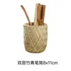 Vietnam Otoño Ratán Tejido Paja Escritorio Oficina Papelería Maquillaje Ceremonia del Té Seis Caballeros Accesorios Caja de Almacenamiento Portalápices de Almacenamiento