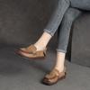 Jie shu Otoño 2023 Nuevo retro cepillado capa superior piel de vaca casual versátil moda cómodo acolchado de algodón zapatos pequeños de una sola capa para mujer