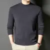 Suéter de Lana de Cordero Hilo Fino de 16 Puntos con Cuello Medio Alto para Hombre Otoño/Invierno Nuevo Espesado Cálido Color Sólido Capa Base Suéter para Hombre
