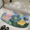 Alfombra de Piso con Flocado de Musgo Azul Acolchada Alfombrilla Absorbente para Pies de Baño Alfombra para Puerta de Baño y Entrada del Hogar Alfombrilla Antideslizante
