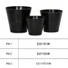 Vasos de Flores Especiais de Plástico Preto para Jardinagem e Cultivo de Mudas, com Design de Listra Horizontal Brilhante, Estilo Simples, Adequado para Uso Interno e Externo, Feito de Material PP