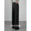 Calça Elegante de Tecido Fluido Wide-Leg para Mulheres 2026 Nova Coleção Início da Primavera Cintura Alta Emagrecedora Casual Calça Reta Solta