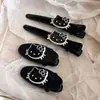 Nuevo Estilo Coreano Cuero Negro Flequillo KT Negro Clip Tocado de Gama Alta Accesorios para el Cabello Clip para Cabello Suelto Gato Lindo Femenino Clip para el Cabello