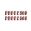 Manicura Uñas Portátiles Crema Linda Estilo Ins Uñas Postizas Dibujo Animado Hecho a Mano Diamante Set de 24 Piezas Uñas de Máquina