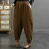 Calça Harem de Veludo Cotelê Feminina, Novo Estilo Outono/Inverno 2023, Caimento Solto, Emagrecimento, Forrada com Fleece, Grossa, Perna Reta, Calça Jogger Esportiva Casual