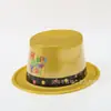 Sombrero de Copa con Polvo Dorado Estampado con Feliz Año Nuevo Sombrero de Plástico PVC de Moda Especial para Fiesta de Año Nuevo Logo Imprimible