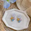 Brincos Pingente Flor de Zircônia Super Brilhante Pulseira Verão Pequena Fresca Moda Pulseira Nicho High-End Feel Conjunto de Joias