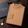 Suéter de cachemira para hombre de cuello alto medio, color liso, jersey de manga larga, nuevo punto casual holgado de otoño e invierno