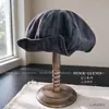 Gorra de Boina Plaid Suelta Japonesa para Mujer, Cálida Gorra Octogonal Académica de Lana Mezclada para Otoño/Invierno con Visera Plana