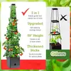Caixas de Plantio para Horta Elevada & Treliça, Gaiola para Tomate & Vaso de Plantio Suporte de Plantas Externo 59" com Auto-irrigação para Vegetais de Trepadeira, Flores, Videiras, Plantas, Cinza