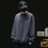 Sudadera Bordada con Letra Pesada Americana para Hombres y Mujeres Otoño 2025 Nueva Marca de Moda Color Sólido Holgada Casual Top de Cuello Redondo