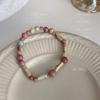 Pulseira de Contas Coloridas Contrastantes Nova de Verão para Mulheres Design Nicho Ins Sensação de Design Elástica Luxo Leve Celebridade da Internet Pulseira Elegante