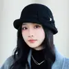Chapéu de pescador elegante estilo francês para mulheres, chapéu de lã com aba enrolada para outono e inverno, afina o rosto, chapéu elegante, chapéu bucket 2026