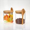 Pote de Vidro Redondo para Armazenamento com Colher, Pote para Temperos, Pote Selado Doméstico, Garrafa de Vidro para Armazenar Feijões e Frutas Secas
