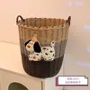 Cesto de roupa suja fofo estilo filhote de cachorro de grande capacidade em rattan sintético, cesto de brinquedos para banheiro, cesta de armazenamento trançada