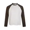 Eme Camiseta Básica Casual Retro de Manga Longa em Lã Merino com Gola Redonda e Manga Raglan para Homens e Mulheres