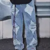 Jeans Rasgado Novo Estilo Primavera e Outono 2025 para Homens, Calças Retas Estilo Retro Americano, Calças Casuais Retas Largas da Moda High Street